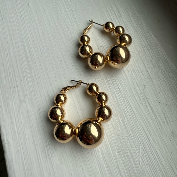 Anthropologie Jewelry - Anthropologie Gold Bubble Hoop Earrings